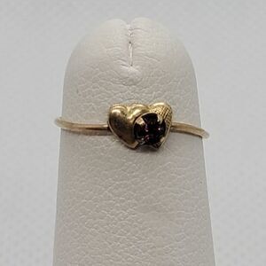 Gold Tone & Purple Colored Double Heart Ring